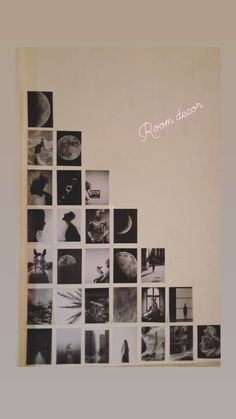 a book with pictures on it and the words room decor written in pink above them