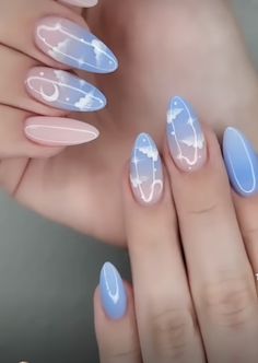 Dreamy Cloud Nails, Fake Nails Designs, Simple Gel Nails, Her Nails, Short Acrylic Nails Designs, Fancy Nails, Short Acrylic Nails