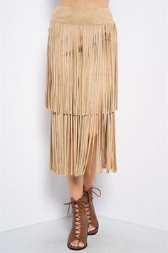 Faux Suede Fringe Skirt - Hippie Vibe Tribe Sequin Fringe Skirt, Suede Fringe Skirt, Nashville Style, Rodeo Outfits, Button Skirt, Hippie Vibes, Fringe Skirt, Suede Fringe, Fashion Boutique