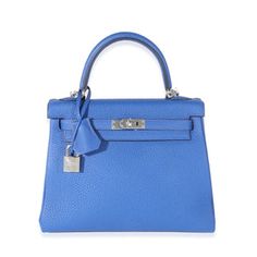 HMS Bleu Royal Togo Kelly Retourne 25 PHW Blue Bags With Lock For Formal Occasions, Blue Everyday Bag With Lock, Structured Bag, Chanel 2, Lv Handbags, Pregnant Belly, Lv Bag, Street Fashion, Chanel Bag