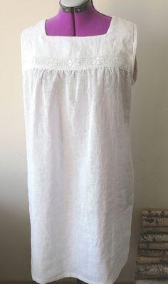 "Linen night gown /sleepwear in very soft , hight quality / Washed Lithuanian Linen Sleeveless Soft and Natural sleepwear Handmade with love Design: Hem and sleeve bottom designed with Crotchet Natural linen lace Available in two lengths: 1) KNEE length Full length from shoulder approx. 37\" /95 cm 2)CALF length Full length from the shoulder 45\"/ 113 cm Custom lengths are available, please contact. Gathered front yoke decorated with crochet linen lace Square neck line Available colors: -- *Pure Sleeveless Nightgown With Delicate Lace For Loungewear, Sleeveless Delicate Lace Nightgown For Loungewear, Summer Sleeveless Nightgown With Delicate Lace, Delicate Lace Sleeveless Dress For Loungewear, Summer Sleeveless Delicate Lace Nightgown, Sleeveless Delicate Lace Summer Nightgown, Sleeveless Lace Beach Nightgown, Sleeveless Lace Nightgown For Home, Sleeveless Linen Dress With Lace Trim