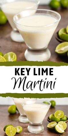 key lime martini with limes around it