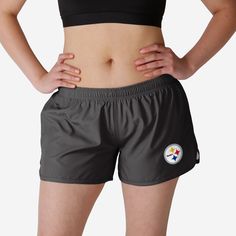 Pittsburgh Steelers Womens Solid Running Shorts FOCO S - FOCO.com Collegiate Athletic Shorts With Team Name For Sports Events, Collegiate Athletic Shorts For Sports Events With Team Name, Team Spirit Shorts With Built-in Shorts For Sports Season, Collegiate Sports Team Shorts, Team Logo Shorts For Sports, Casual Black Athletic Shorts For Cheerleading, Sports Season Shorts With Team Logo, Sports Shorts With Team Logo For Sports Season, Sports Shorts With Team Logo For Sports Events