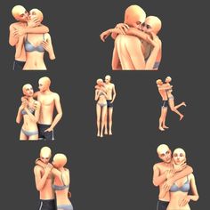 multiple images of people hugging each other