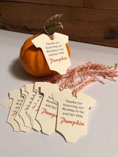 Baby Onesie - Little Pumpkin-Gift Tags-Plymouth Cards Lil Pumpkin Baby Shower, Baby Onesie Gift, November Baby, Baby Shower Invitaciones