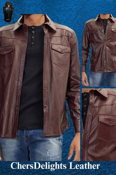 Upgrade your wardrobe with our premium mens maroon leather shirt. Meticulously crafted by skilled artisans, it combines craftsmanship with a clean design. Leather Long Sleeve Shirt For Fall, Fall Long Sleeve Leather Shirt, Casual Leather Shirt For Fall, Luxury Business Shirt For Fall, Luxury Fall Business Shirt, Classic Collared Leather Shirt, Leather Shirts, Mens Leather Shirt, Mens Casual Shirts