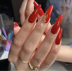 Judy Nails, Tapered Coffin, Elegant Touch Nails, Glitter Accent Nails, Toe Nail Color, Red Acrylic Nails, Cute Nail Art Designs, Nails Design With Rhinestones, Nail Art Designs Videos