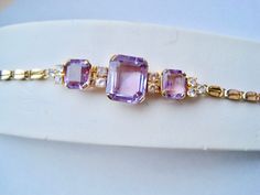 Beautiful bracelet with Amethyst, solid gold 9k art deco. Original box. Vintage Gold Amethyst Bracelets For Formal Occasions, Bracelet Art, Art Deco Bracelet, Amethyst Bracelet, Chain Link Bracelet, Beautiful Bracelet, Chain Link, Etsy Vintage, Netherlands