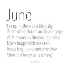 the words june are written in black and white