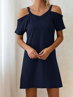 Gender: Women
  Type:Dresses
  Feature:V-Neck. Off The Shoulder. Short Sleeve
  Material:Polyester
  Style:Casual/Fashion
  Color:Black. Wine_Red. Dark_Gray. Navy_Blue
  Size:S. M. L. XL. 2XL
  Please Note:All Dimensions Are Measured Manually With A Deviation Of 1 To 3cm. Party Dress Long Sleeve, Puff Sleeve Dresses, Fashion Color, Party Dress Long, Boho Maxi Dress, Loose Dress, Navy Blue Dresses, Mini Dresses, Two Piece Dress