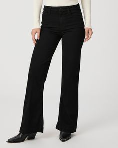 Modern High-waist Black Flare Jeans, Chic Black Non-stretch Wide Leg Pants, Black Wide Leg Rigid Denim Bottoms, Black Stretch Mid-rise Wide Leg Pants, Versatile Black Wide Leg Pants With 4-way Stretch, Bow Legged, Black Shadow, Leg Jeans, Sleek