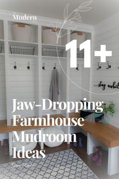 Transform your entryway into a charming and functional space with these elegant farmhouse mudroom ideas. From rustic shelves to vintage hooks, discover creative ways to organize your coats, shoes, and accessories while adding a touch of farmhouse charm to your home. Don't miss out on these inspiring ideas to create a welcoming and stylish entrance to your home! Modern Farmhouse Mudroom Entry, Unique Mudroom Ideas Entryway, Farmhouse Coat Closet Entryway, Large Mudroom Ideas Entryway Farmhouse, Farmhouse Style Mudroom, Coat And Shoe Storage Entryway Corner, Mudroom Corner Storage, Corner Mud Room Ideas Entryway, Garage Entry Mudroom Ideas