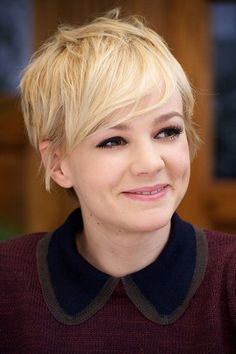 #Carey Mulligan #shorthair Carey Mulligan Hair, Celebrity Pixie Cut, Celebrity Short Hair, I'm Scared, Hair Things, Hair Raising, Beauty Inspo