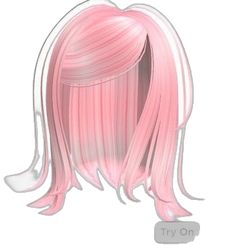 a drawing of a long pink hair with bangs on the side and straight, wavy ends