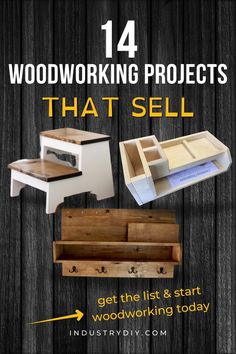 woodworking projects that sell with text overlaying the image and below it is an advertisement