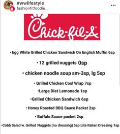 the menu for chick - fie's chicken sandwich on english muffin espresso