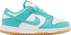 Nike Dunk Low Teal Zeal, Wmns Dunk Low, Teal Shoes, Preppy Shoes, Dunk Low, Brands Outlet, Blue Shoes, White Wash, Teal Blue