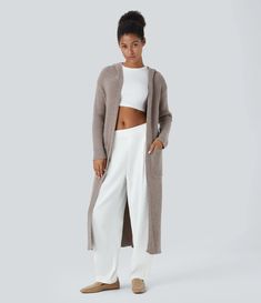 Discover Women’s Hooded Long Sleeve Side Pocket Split Longline Casual Cardigan at Halara, Crowd-Approved Affordable Choices Made For What Moves You. Work Trousers, Casual Cardigans, Denim Leggings, Jeans Jumpsuit, Work Pants, Side Pocket, Dresses With Leggings, High Waisted Leggings, Long A Line