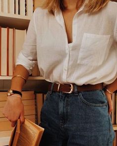 White Shirt And Blue Jeans, Paris Mode, 가을 패션, Looks Style