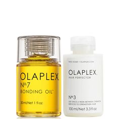 No.7: A first-of-its-kind, highly concentrateed, ultra-lightweight, reparative styling oil. Olaplex No. 7 repairs, strengthens, and hydrates all hair types. It dramatically increases shine, softness, and color vibrancy, while minimizing flyaways and heat protection up to 450 degree F/230 degree C. It works on all hair types and textures. No.3: No. 3 Hair Perfector is a concentrated treatment that strengthens the hair from within, reducing breakage and improving its look and feel. It is not a conditioner, it's an at-home treatment that contains the same active ingredient found in all professional Olaplex products. Created by two of the top PhD's in chemistry and materials science, Olaplex products feature first-of-their-kind, patented, bond-building technology, which relinks the broken disu Olaplex Products, Bonding Oil, Hair Structure, Haircare Routine, Formula Cans, Hair Breakage, Festival Looks, Moroccan Oil, Hair Weave