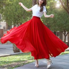 Lasaky - Flowy Chiffon Maxi Skirt - Dance Practice Skirt for Modern and Classical Dance Performances Chiffon Maxi Skirt, Classical Dance, Silk Chiffon Dress, Red Chiffon, Skirt Maxi, Party Skirt, Skirt Long, Chiffon Maxi, Silk Maxi Dress