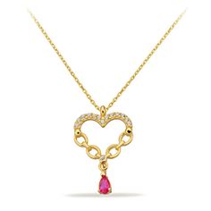 Celebrate love and elegance with our Heart Shaped Dangle Ruby Necklace. This stunning piece features a 14K gold open heart pendant with a charming ruby gemstone dangle, making it a timeless gift for any special occasion. Product Features: * Made to Order  * Gold KT: 14K Solid Gold (not filled, not gold vermeil, not plated) * Gold Color: Choose from a selection of alluring options - Yellow, Rose, or White Gold, to suit your individual style and preference. * Gemstone: Available with either dazzli Elegant Heart Pendant Necklace For Birthday, Elegant Heart Cut Necklace For Birthday, Gold Open Heart Necklace, Open Heart Necklace, Solid Gold Chains, Ruby Necklace, Heart Gemstone, Jewelry Christmas, Ruby Jewelry