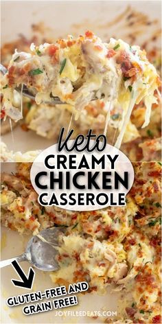 keto creamy chicken casserole with text overlay