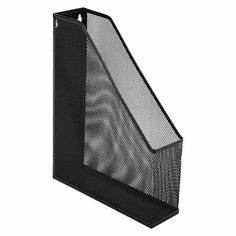 a black mesh magazine holder on a white background