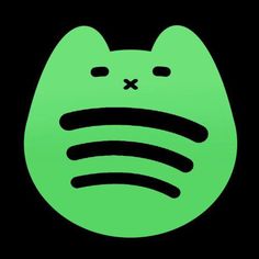 an image of a green cat face on a black background