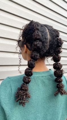 Dressy Curly Hairstyles Short, Protective Styles For Type 3 Hair, Protective Styles For 3b Hair, Bubble Hairstyle Black Women, Cute Hairstyles For Coily Hair, Coily Hair Braids, Bubble Braids On Natural Hair, Bubble Braid On Curly Hair, Long Coily Hair Hairstyles