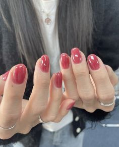 Kutek Disney, Pretty Gel Nails, Soft Nails, Red Nail, Jelly Nails, Funky Nails, Chic Nails, Nails Inspo, Short Acrylic Nails