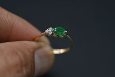 Natural emerald diamond ring Emerald Ring With Single Diamond For Anniversary, Green Elegant Diamond Ring For Proposal, Green Wedding Ring With Single Diamond, Elegant Green Diamond Ring For Proposal, Elegant Green Diamond Proposal Ring, Green Ring With Single Diamond In Fine Jewelry Style, Green Diamond Ring In Fine Jewelry Style, Emerald Ring With Single Diamond Gift, Green Brilliant Cut Emerald Ring For Proposal