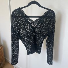 So Great For Night Out Or Layering. Nwt. Black Long Sleeve Lace Top, Black Lace Long Sleeve Top, Lace Long Sleeve Top, Oc Outfits, Lace Top Long Sleeve, Lace Long Sleeve, Long Sleeve Top, Black Lace, Night Out