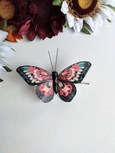 Elegant hair pin, black butterfly  is made from feathers, attached to bobby pin or hair clip. Butterfly measures about 3.25 inches/ 8.5 cm wide and 2.5 inches/ 6.5 cm long. Have a custom request, please contact me. Butterfly Hair Pins, Butterfly Hair Pin, Pin Hair, Elegant Hair, Bobby Pin, Butterfly Hair, Black Butterfly, Elegant Hairstyles, Hair Pin