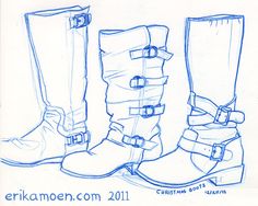 three different types of boots are shown in this drawing