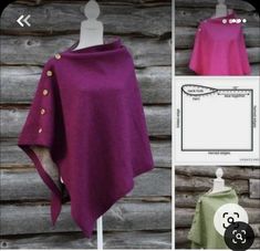 Poncho Pattern Sewing, Scarf Wearing, Poncho Knitting Patterns, Sewing Tutorials Clothes, Poncho Pattern, Diy Fashion Clothing, Custom Clothing, Coat Patterns