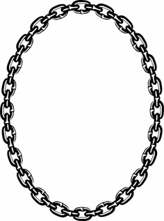 a black and white circular frame with chains on the sides, in an oval shape