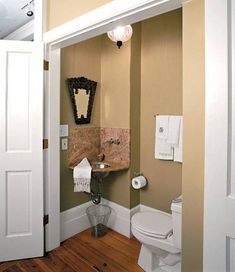 tiny bathroom remodel ideas shower stalls Closet To Bathroom, Closet Conversion, Tiny Powder Rooms, Tiny Powder Room, Closet And Bathroom, Powder Room Design, Small Remodel, Bathroom Closet, Tiny Bathrooms