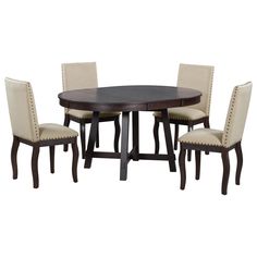 a round table with four chairs around it