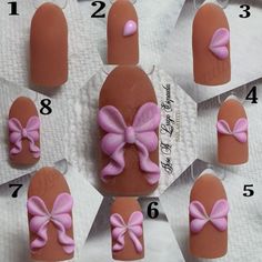 3d Bows On Nails, 3d Bow Nail Art, Crazy Nail Ideas, 4d Nail Art, 3d Gel Nail Art, Nails With Bows, 3d Acrylic Nail Art, Hairstyle And Makeup