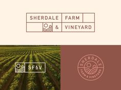 the logo for sherpale farm and vineyard, which is located in an open field