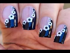 Nails Tutorial For Beginners, Easy Nails For Beginners, White Flower Nail Art, Floral Nails Tutorial, White Flower Nails, Nail Art 2022, Nails For Beginners, Dotting Tool, Disney Nails