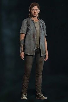 the walking dead character is standing in front of a dark background