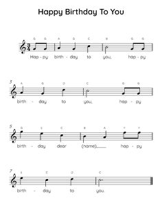 sheet music with the words happy birthday to you