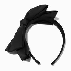 Complete your look with a bow! You will love this headband in classic black with a coordinating silky bow. Material: Polyester - Claire's Black Silky Knotted Bow Headband Black Headband Bow, Black Bow Headband, Black Ribbon Headband, Headband Bows, Black Hair Accessories, Big Bow Headband, Fnaf Cosplay, Bold Lipstick, Ribbon Headbands