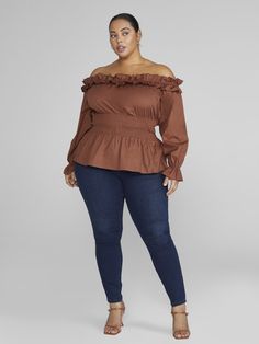 Plus Size Deborah Off-The-Shoulder Peplum Top | Fashion to Figure