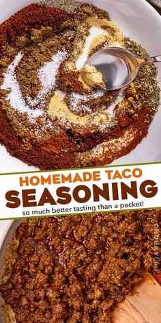 homemade taco seasoning in a bowl with spoon