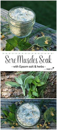 Sore Muscles Bath Soak - This bath helps relax tense, sore muscles yet doesn't leave you smelling of a medicinal vapor rub. The aroma will soothe frayed nerves, but won't lull you to sleep. Sore Muscles Bath Soak, Bath Diy, Herb Farm