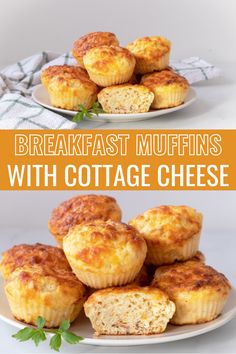 breakfast muffins with cottage cheese on a plate