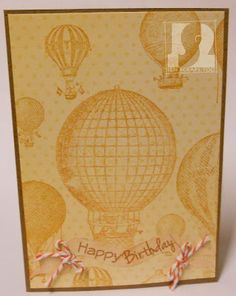 a birthday card with hot air balloons on it